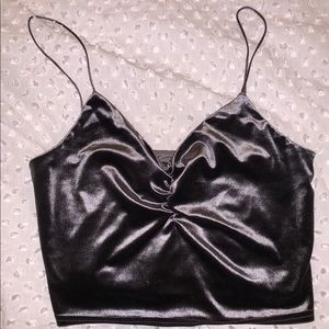 Topshop Grey Velvet crop